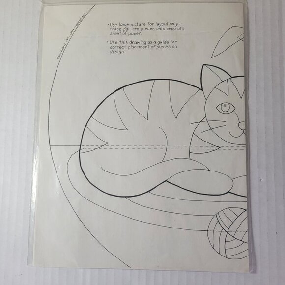 Country Appliques Cat & Yarn Hand or Machine Applique 14" Hoop Design - Picture 2 of 2